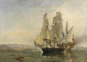 Clarkson Frederick Stanfield Action and Capture of the Spanish Xebeque Frigate El Gamo Spain oil painting artist